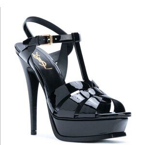 YSL Tribute Sandal - Black Patent 39.5